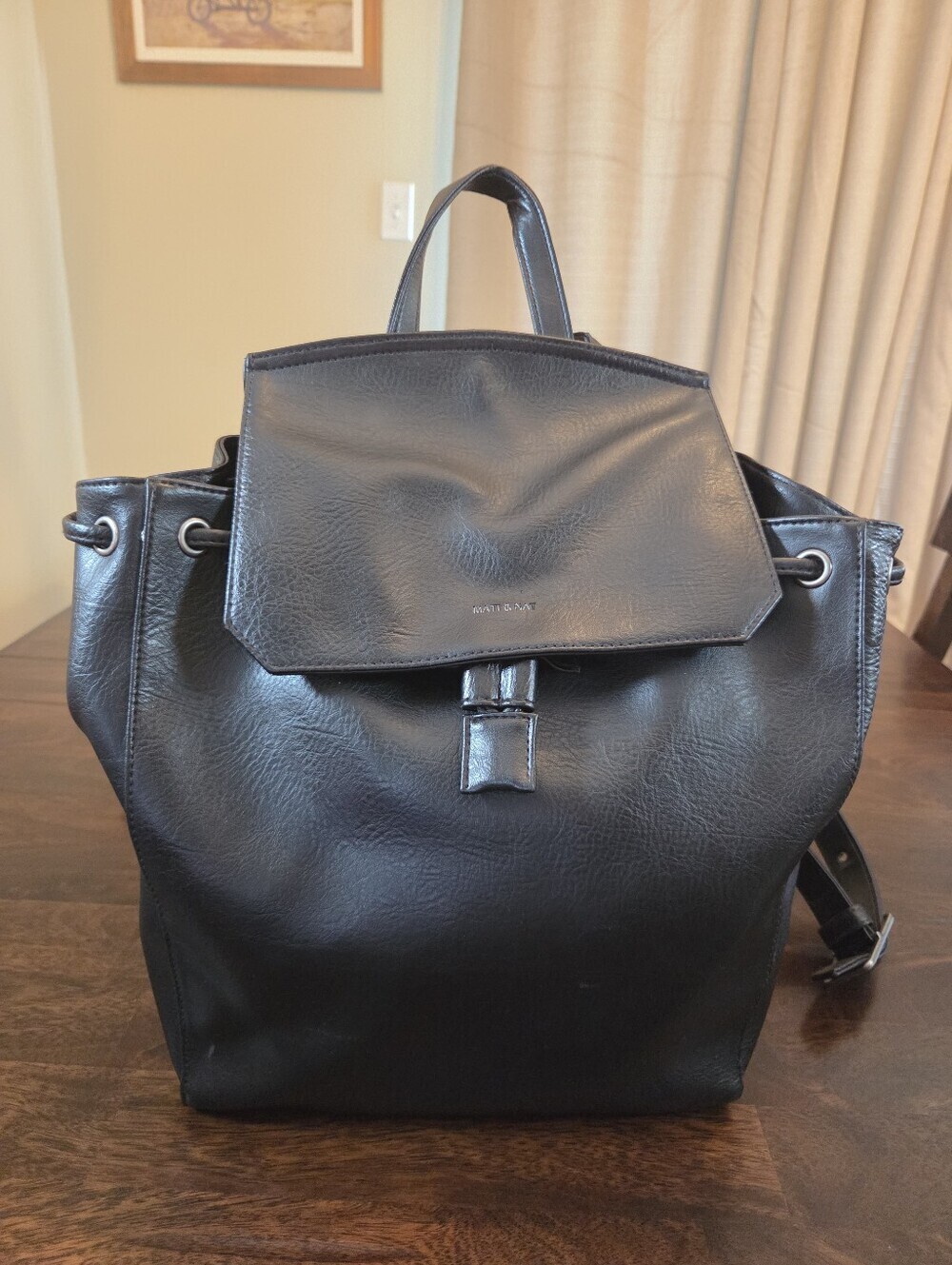 Matt & Nat Vegan Leather Sustainable Backpack Black Casual Aesthetic Boho Bag